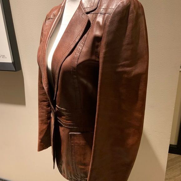 Gucci fitted brown leather blazer style jacket - Picture 5 of 7
